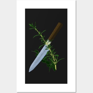 Japanese Knife in Herbs Posters and Art